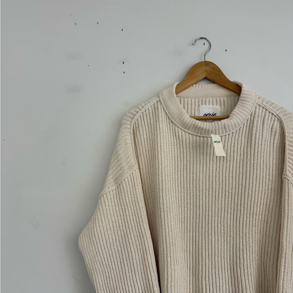 Aerie Cozy Cream Chenille Ribbed Sweater NWT - Picture 4 of 6
